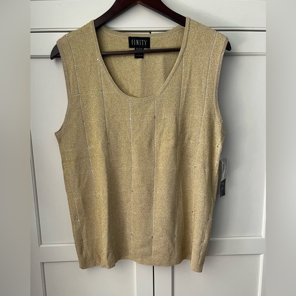 FINITY Gold Lame Sleeveless Sweater Tank Size Size XL NWT - Picture 1 of 6